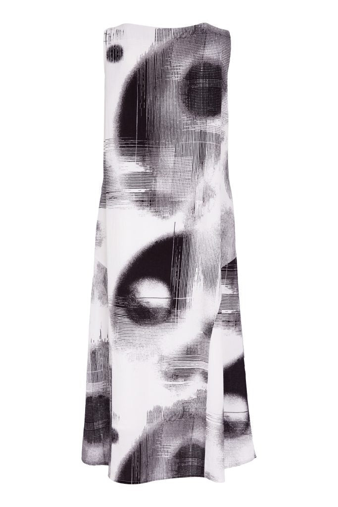 White & Black Faded Spot Dress - NAS26312