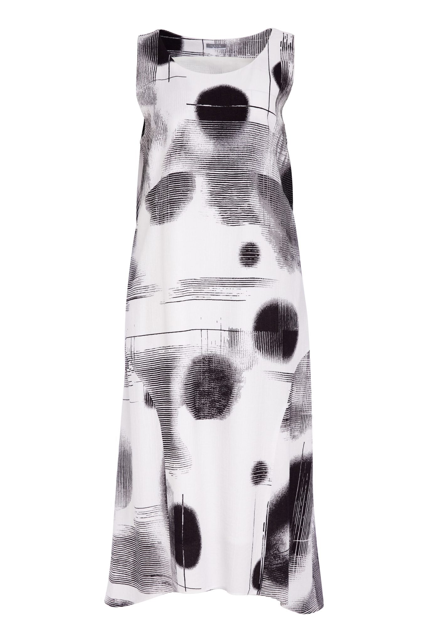 White & Black Faded Spot Dress - NAS26312