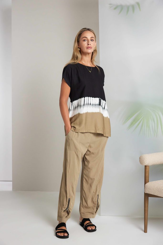 Black & Tan Border Print Top - NAS26317