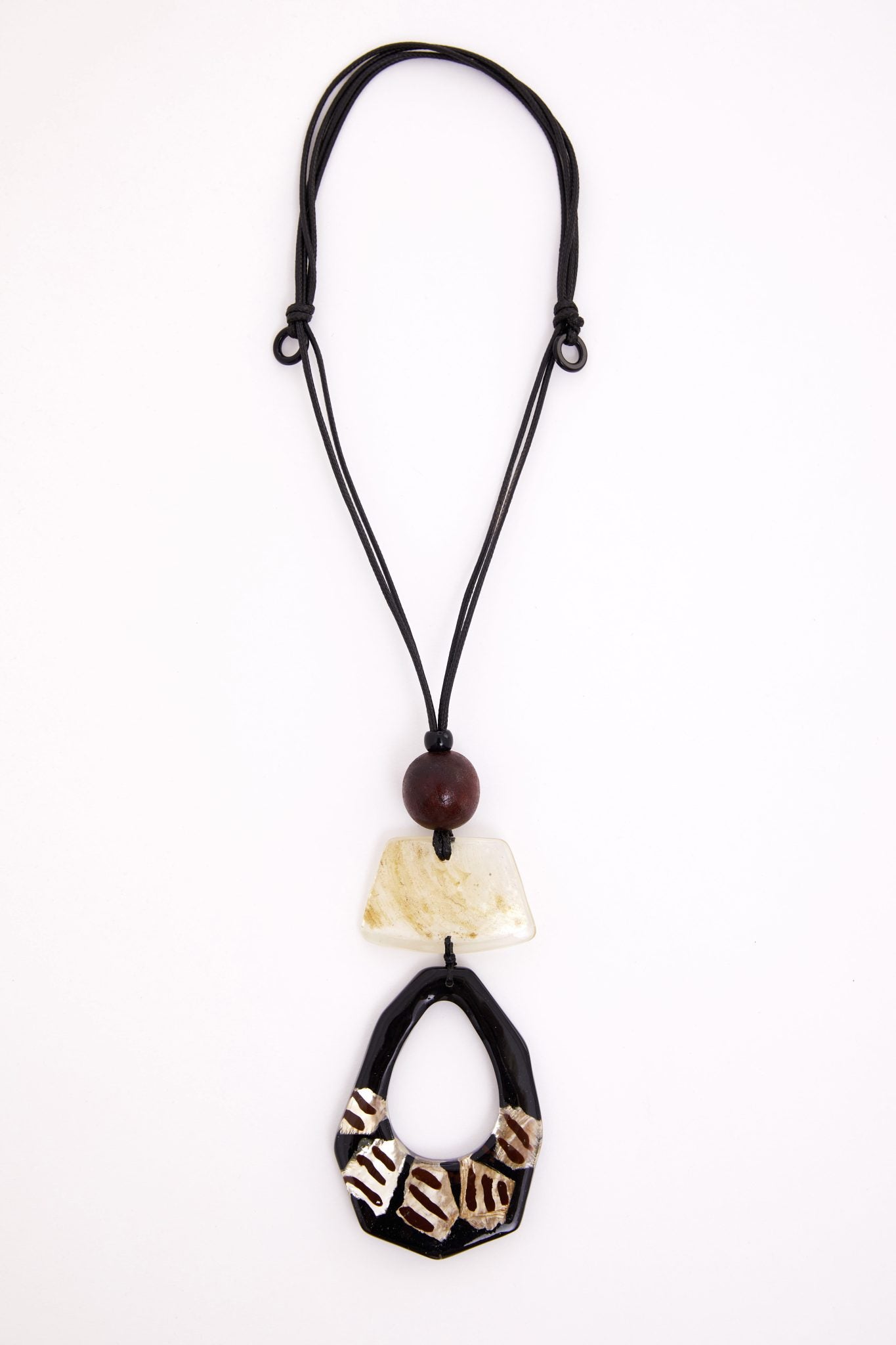 Black Oval Cut Out Necklace - NAS26362