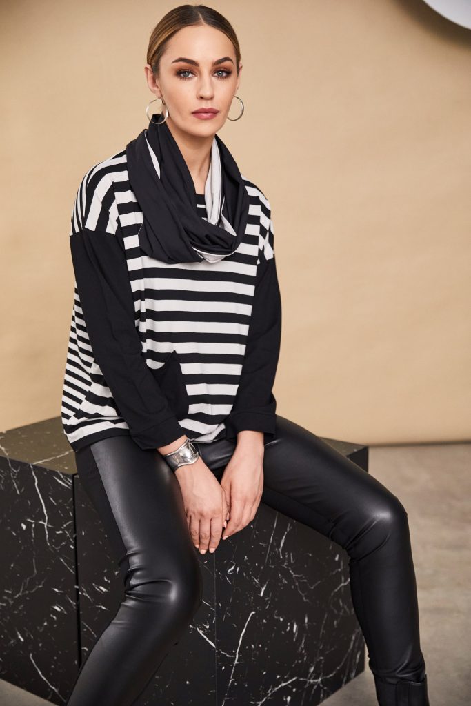 Black & Sand Stripe Top - NAW24132