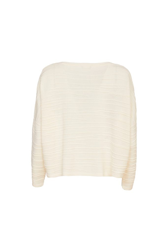 Cream Ribbed Knit Top - NAW24205