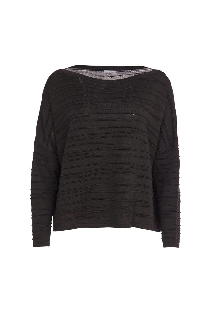 Black Ribbed Knit Top - NAW24205