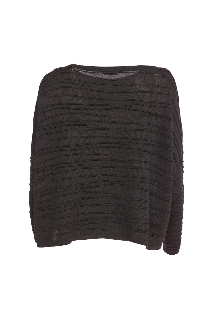Black Ribbed Knit Top - NAW24205