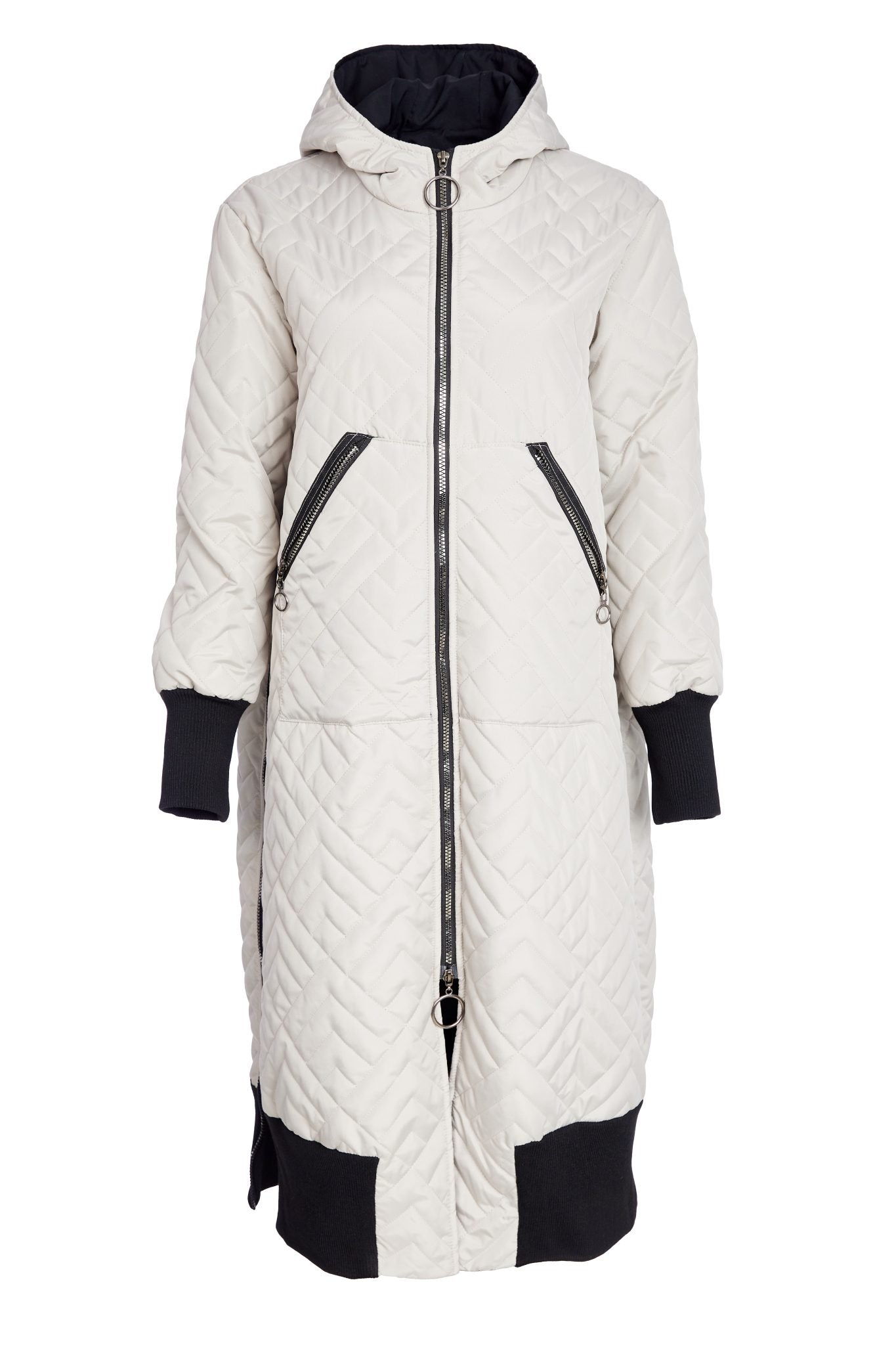 Taupe & Black Quilt Coat - NAW25184