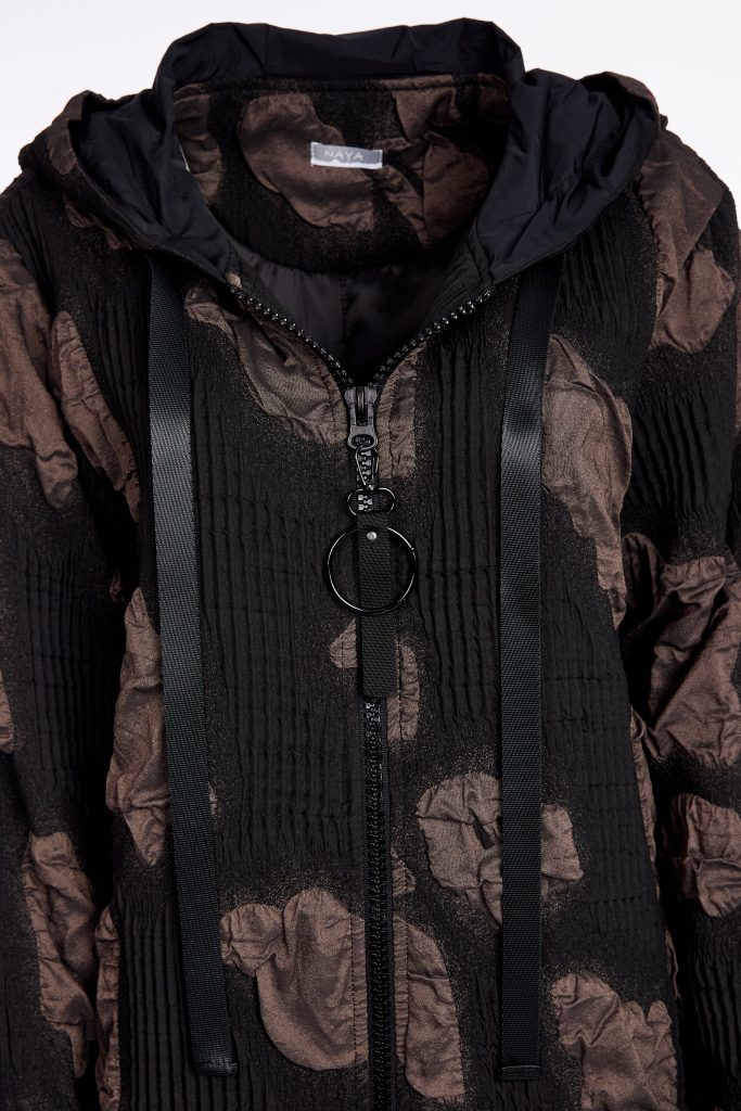 Black & Cocoa Jacquard Coat - NAW25185