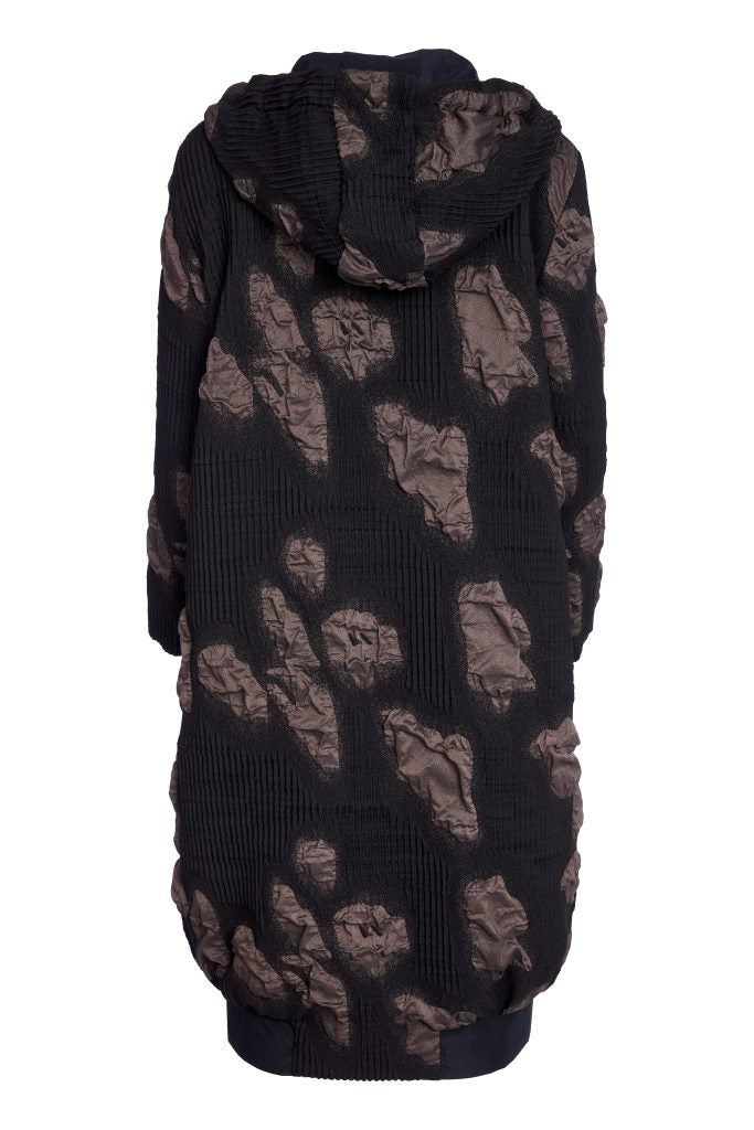 Black & Cocoa Jacquard Coat - NAW25185