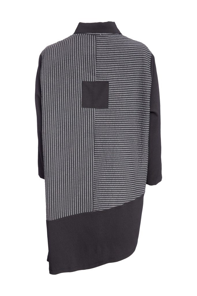 Black & Grey Stripped Blouse - NAW25191