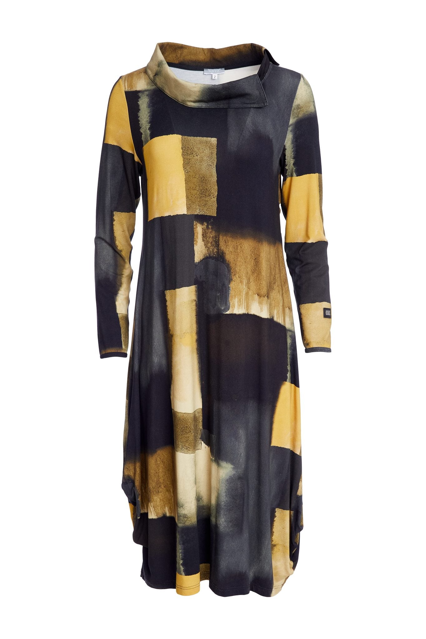 Black & Saffron Print Dress - NAW25226
