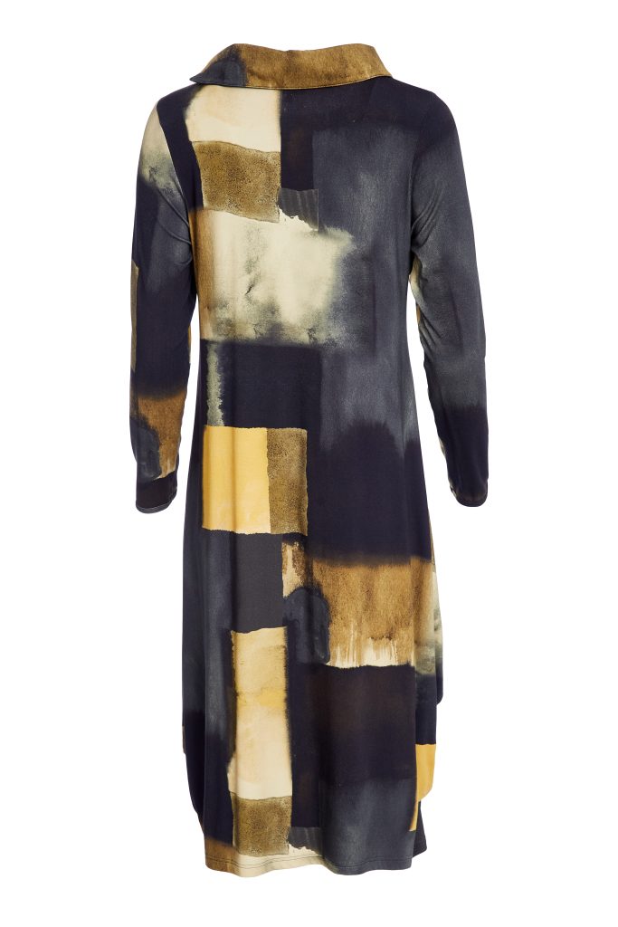 Black & Saffron Print Dress - NAW25226