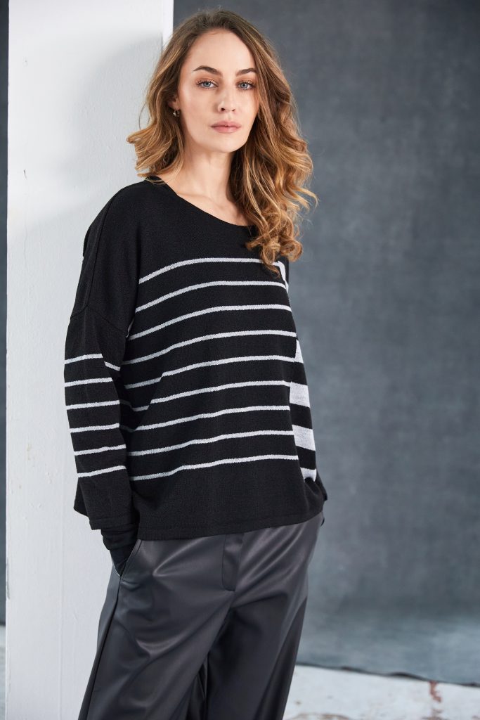 Black & Silver Stripe Knit - NAW25240