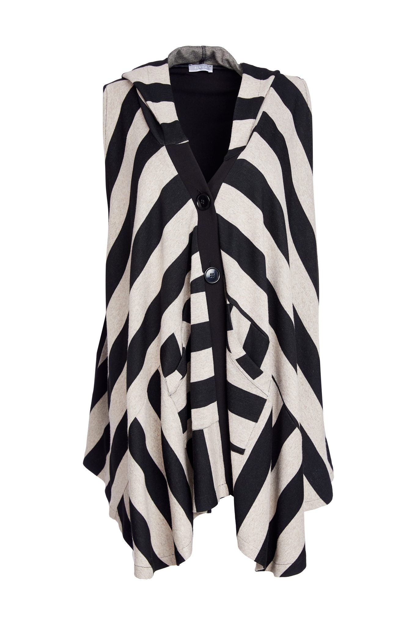 Black & Taupe Stripe Gilet - NAW25267