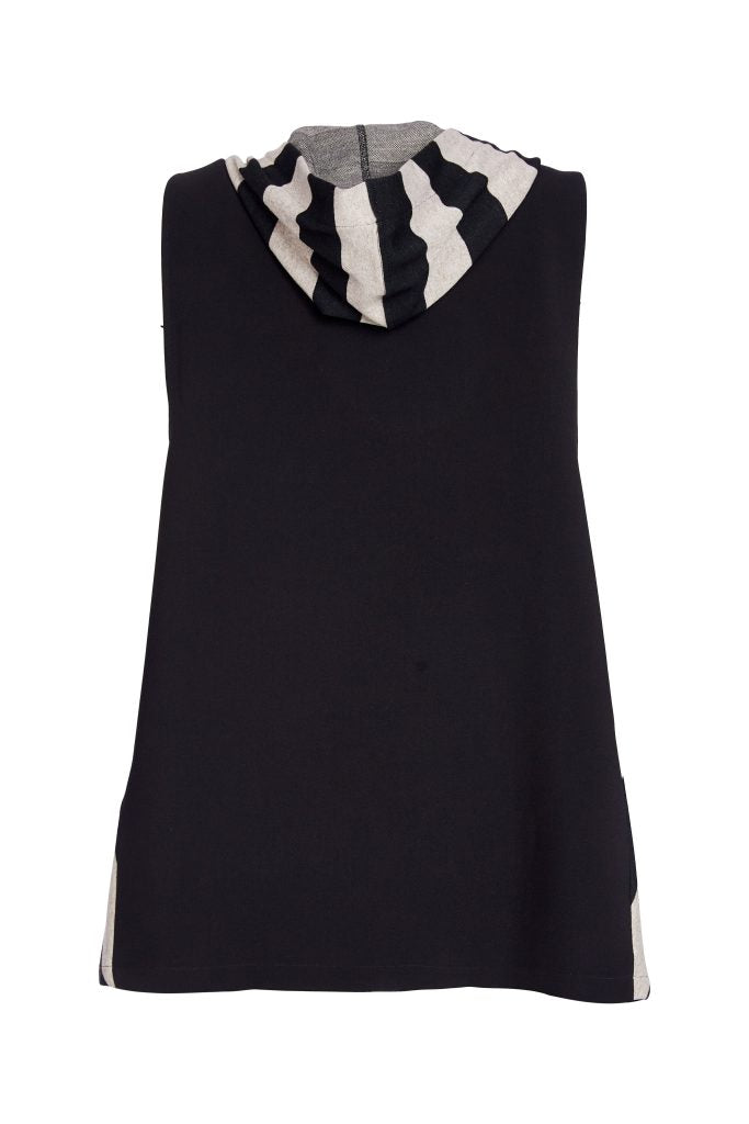 Black & Taupe Stripe Gilet - NAW25267