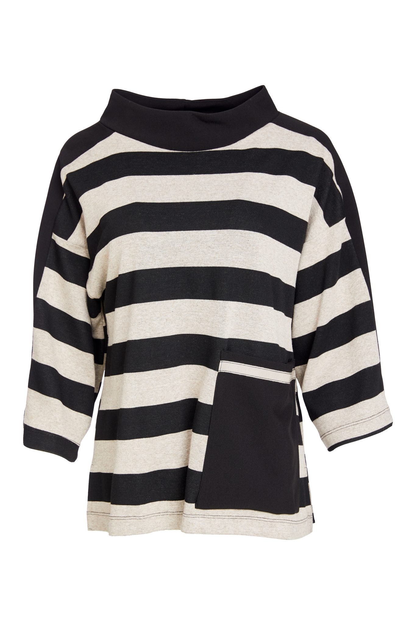 Black & Taupe Stripe Top - NAW25269