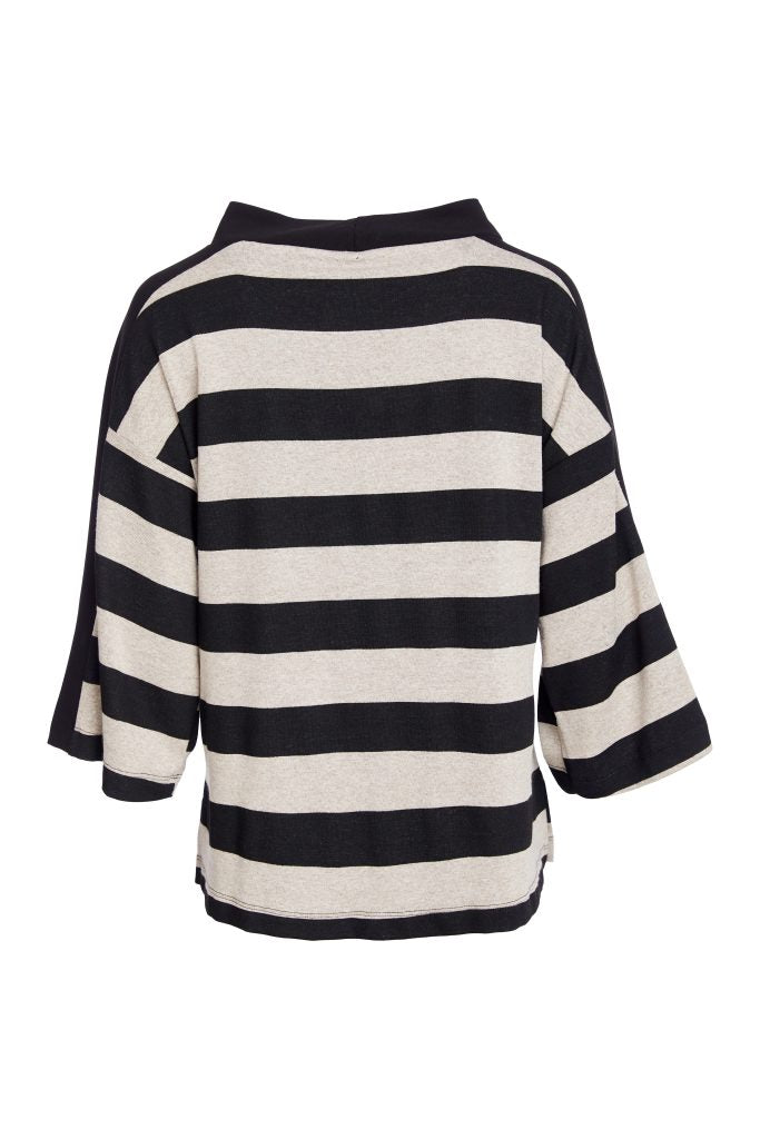 Black & Taupe Stripe Top - NAW25269