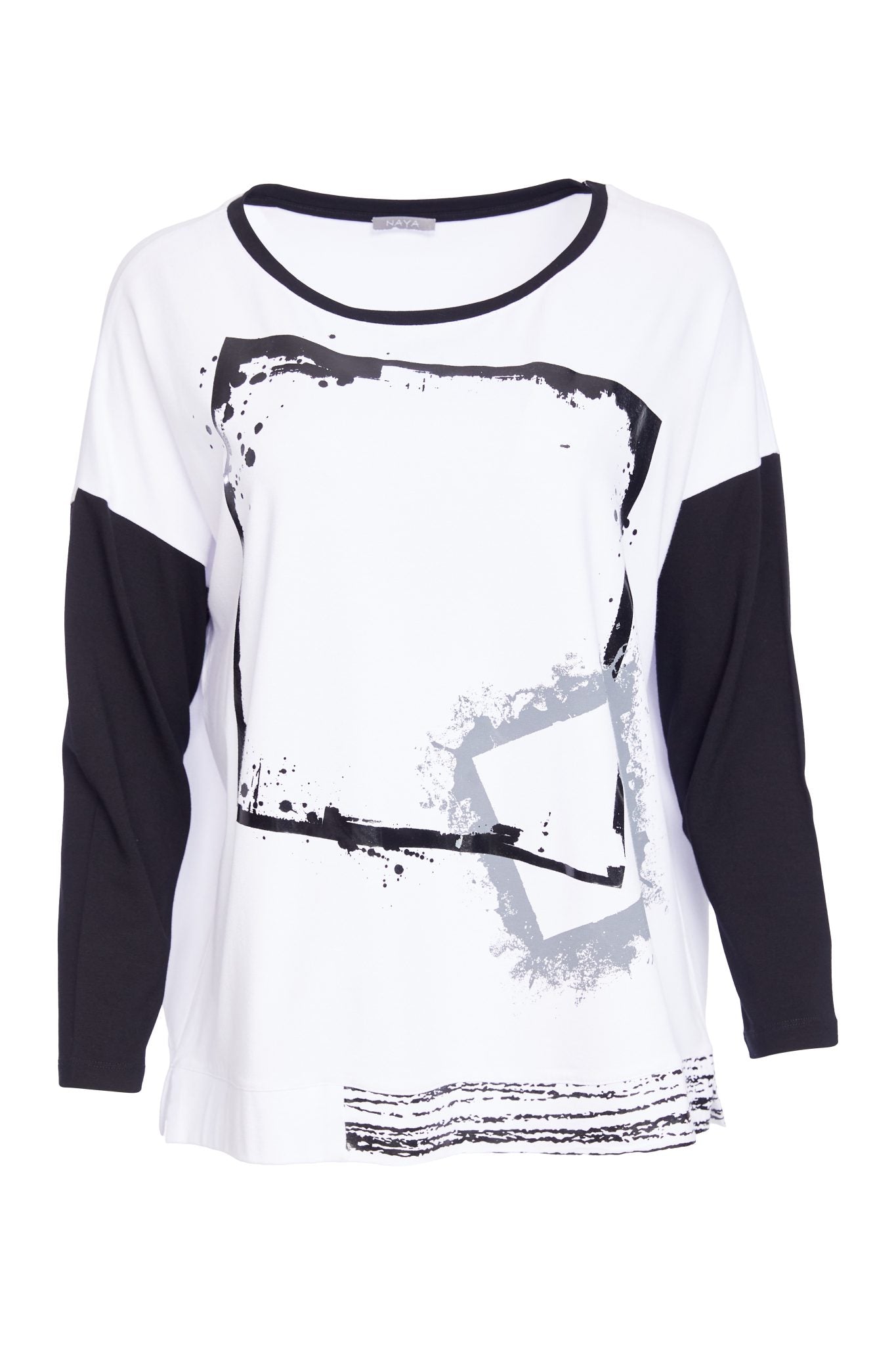 White & Black Print Top - NAW25307