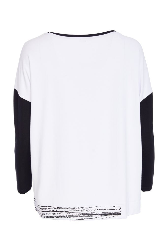 White & Black Print Top - NAW25307