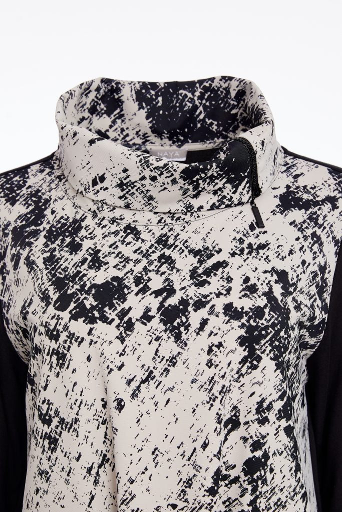 Taupe & Black Print Tunic - NAW25311