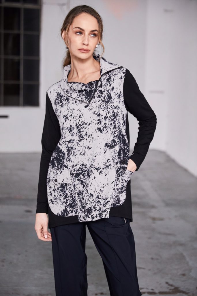 Taupe & Black Print Tunic - NAW25311