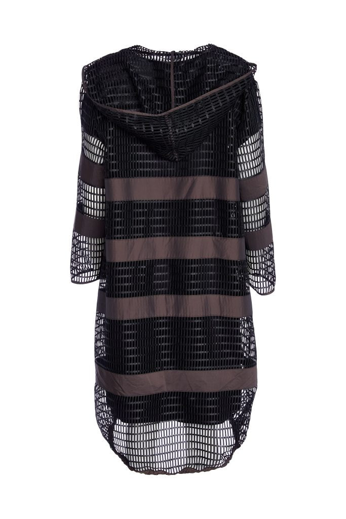 Black & Cocoa Long Net Jacket & Dress - NAW25325