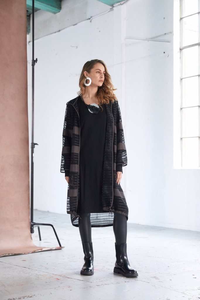 Black & Cocoa Long Net Jacket & Dress - NAW25325
