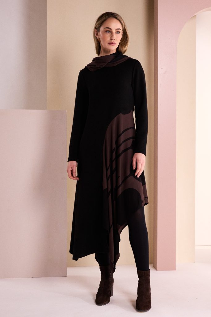 Black & Choko Jersey Dress - NAW26218