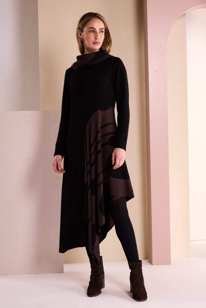 Black & Choko Jersey Dress - NAW26218
