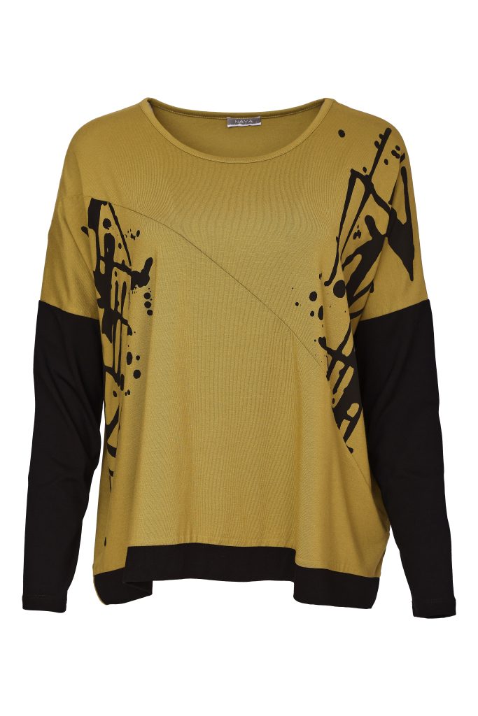 Avocado & Black Print Top - NAW26140