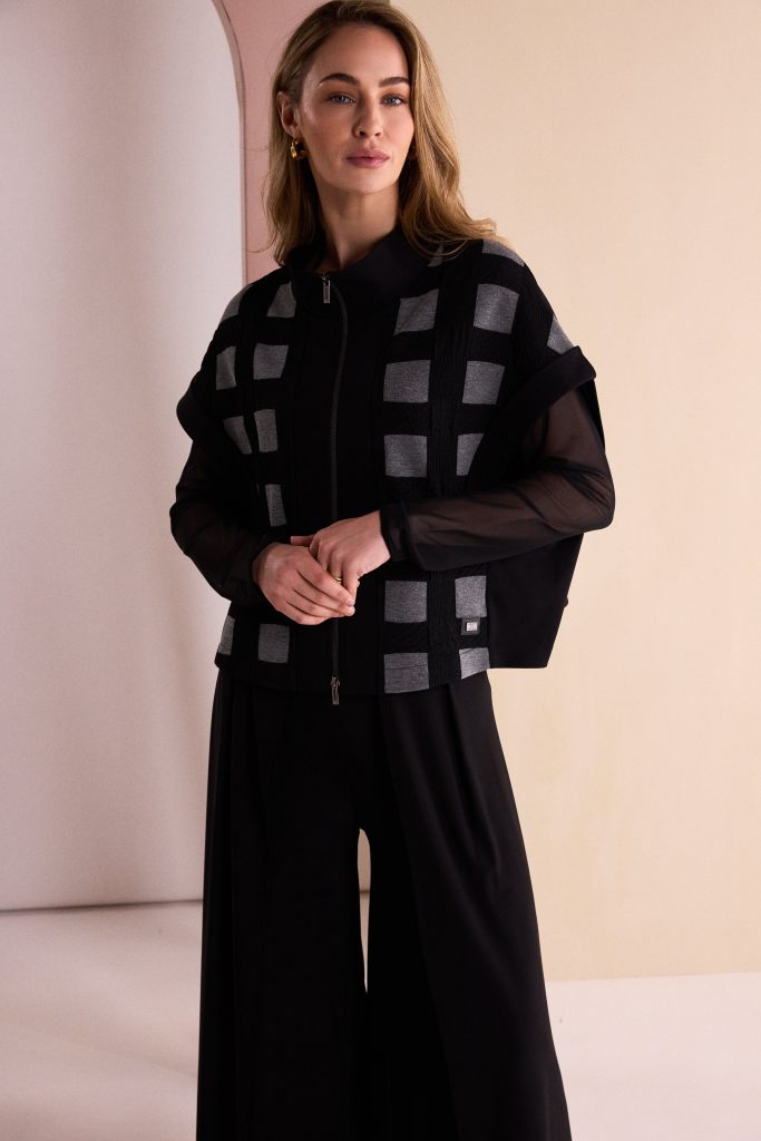 Black & Grey Check Zip Jacket - NAW26257