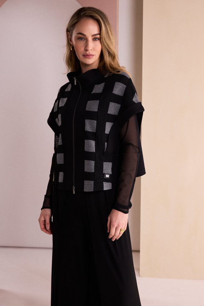 Black & Grey Check Zip Jacket - NAW26257
