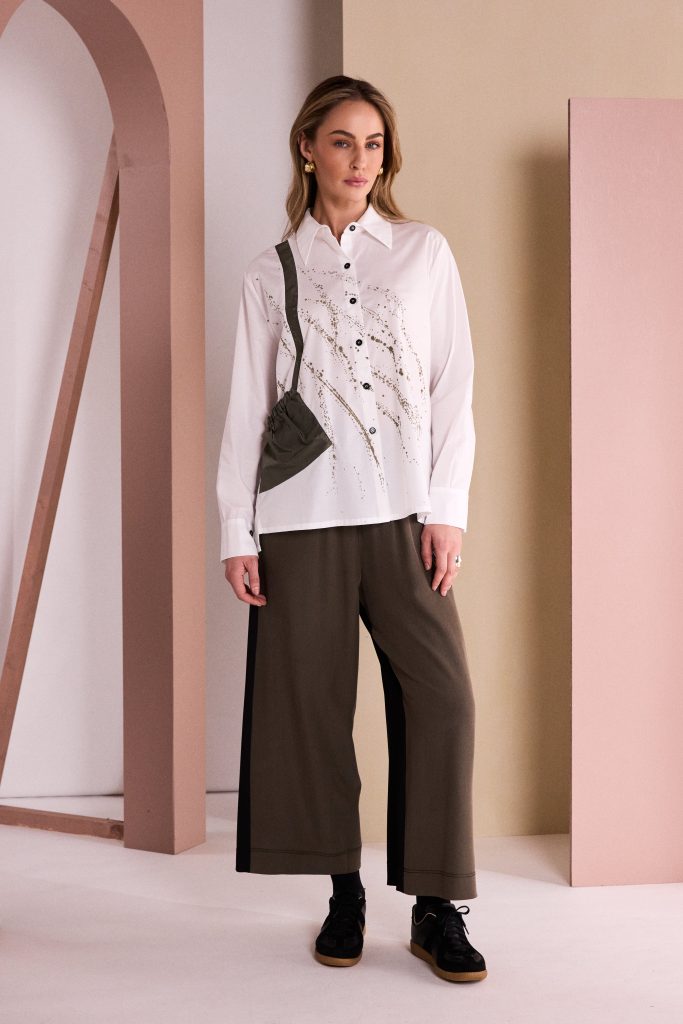 White & Army Speckled Print Shirt - NAW26262
