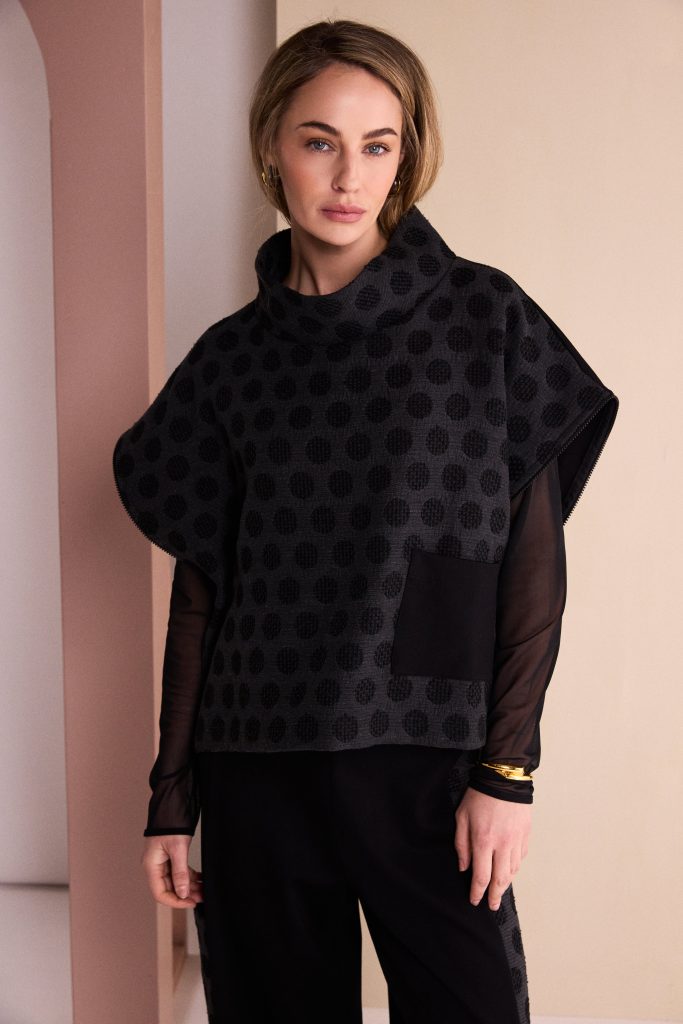Black & Grey Jacquard Spot Top - NAW26311