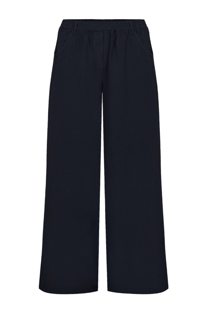 Odie Navy Wide Leg Linen Trousers