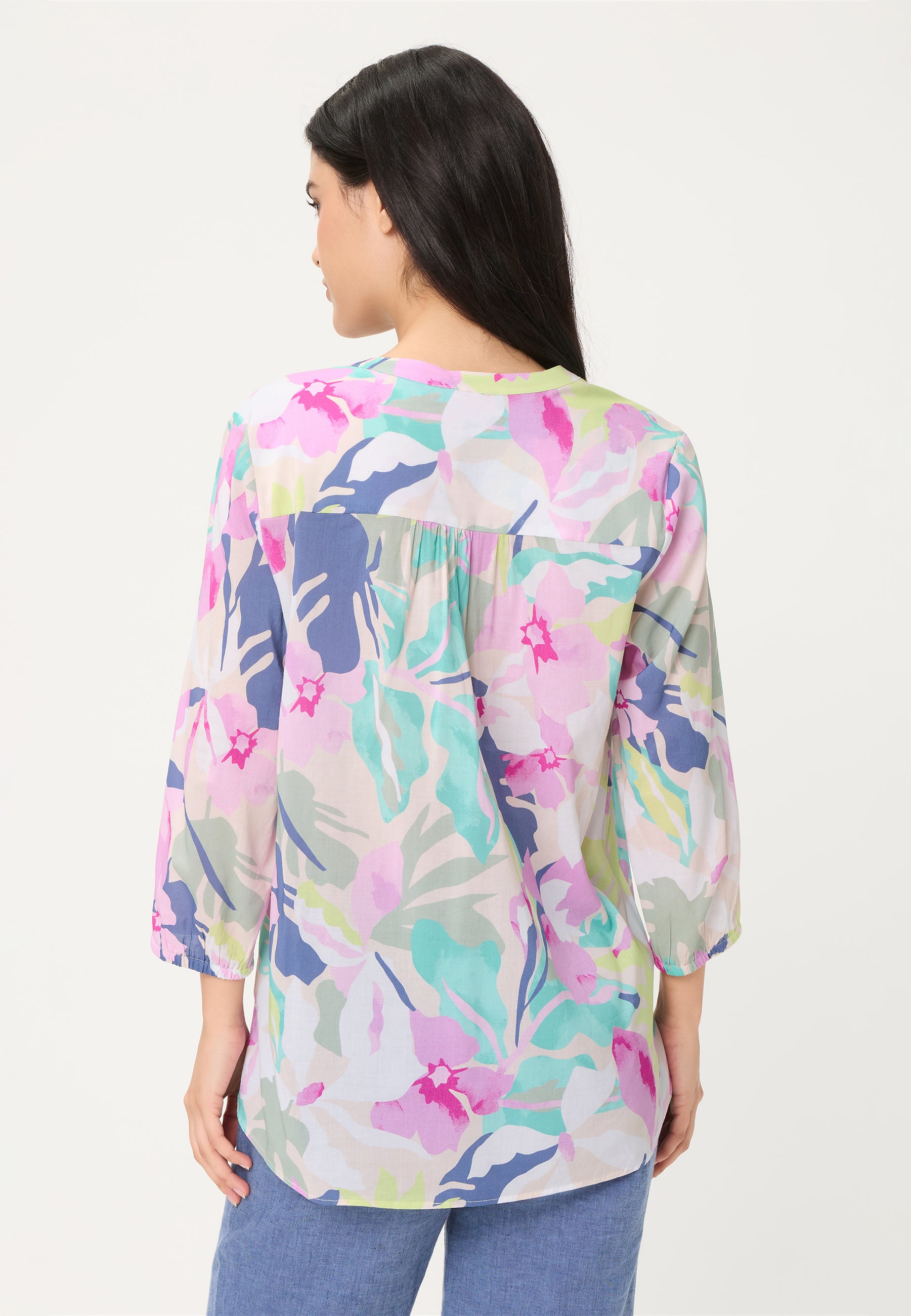Pool Blue Floral Blouse - 12002217