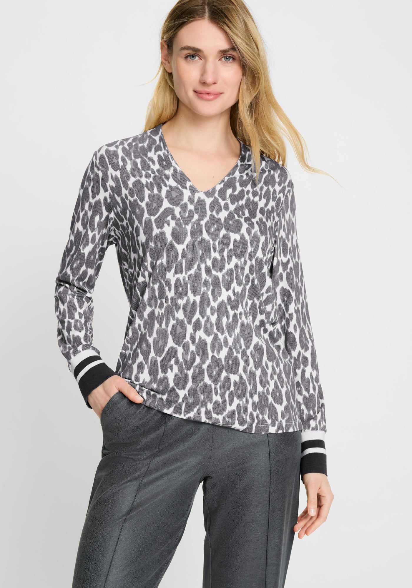 Dark Slate Stripe Cuff Top - 11105206