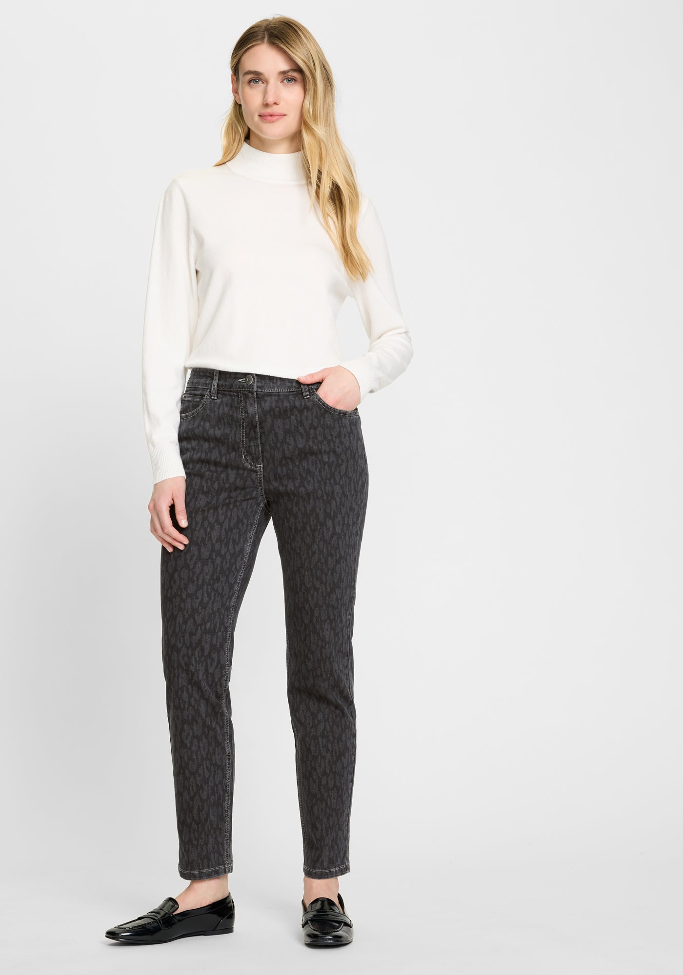 Slate Animal Print Jeans - 14002446