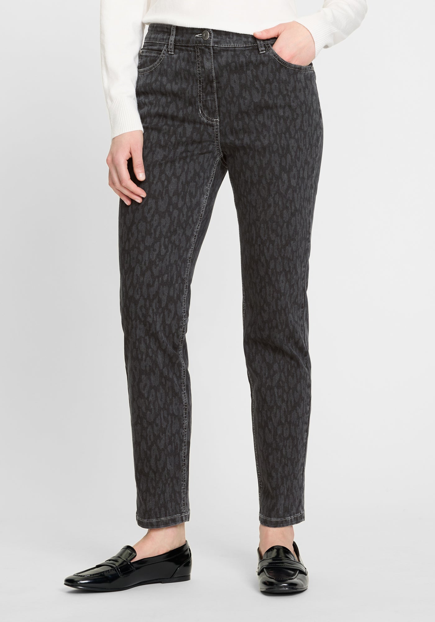 Slate Animal Print Jeans - 14002446