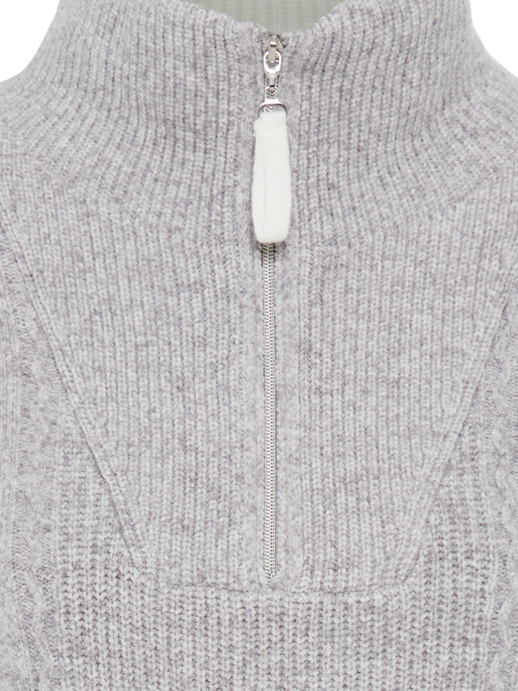 Misty Grey Zip Neck Sweater - 11004655