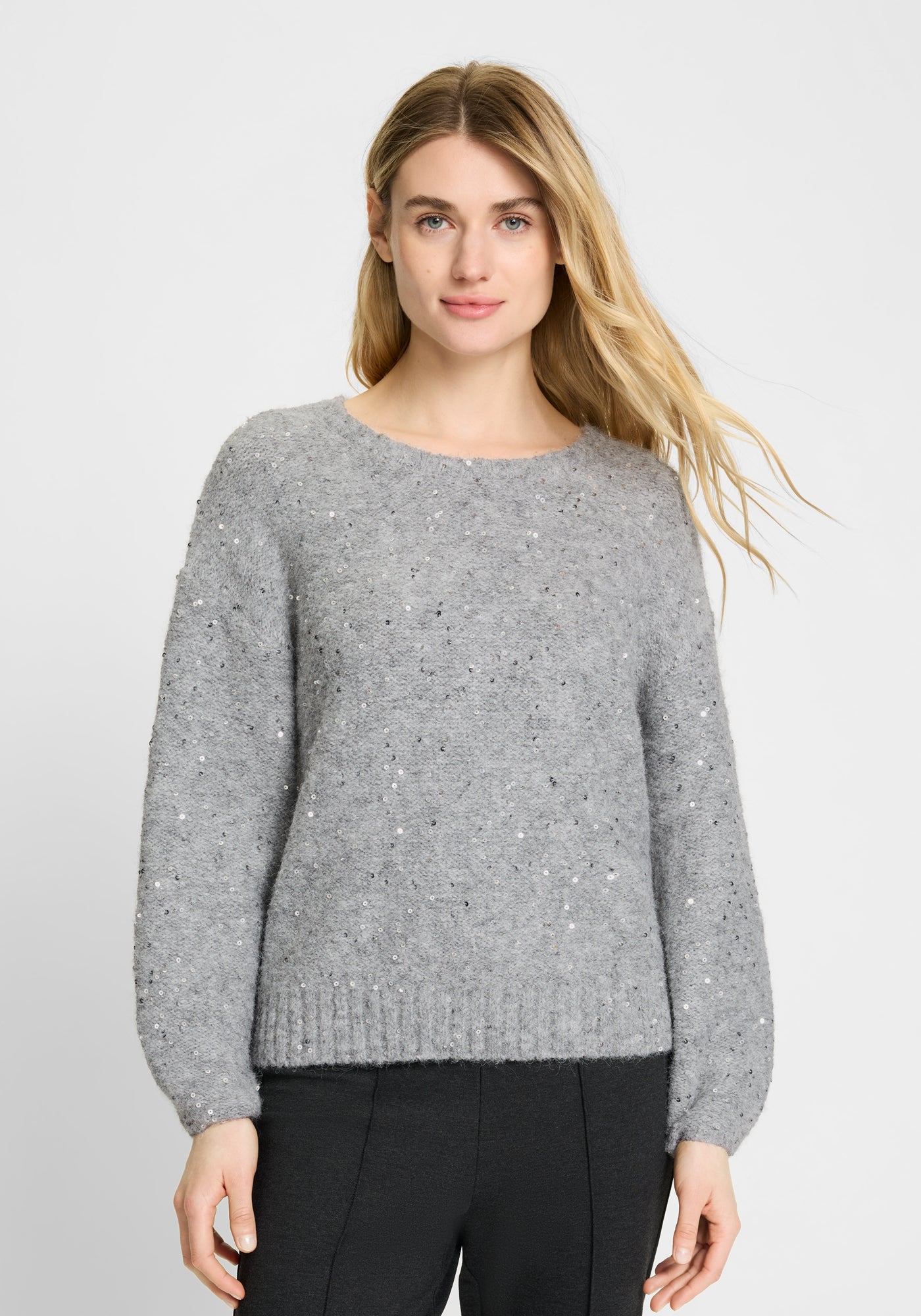 Misty Grey Sequin Sweater - 11004688