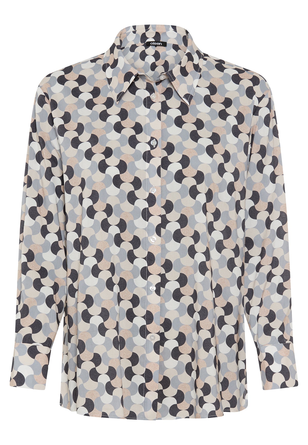 Almond Beige Geo Print Shirt - 12002241
