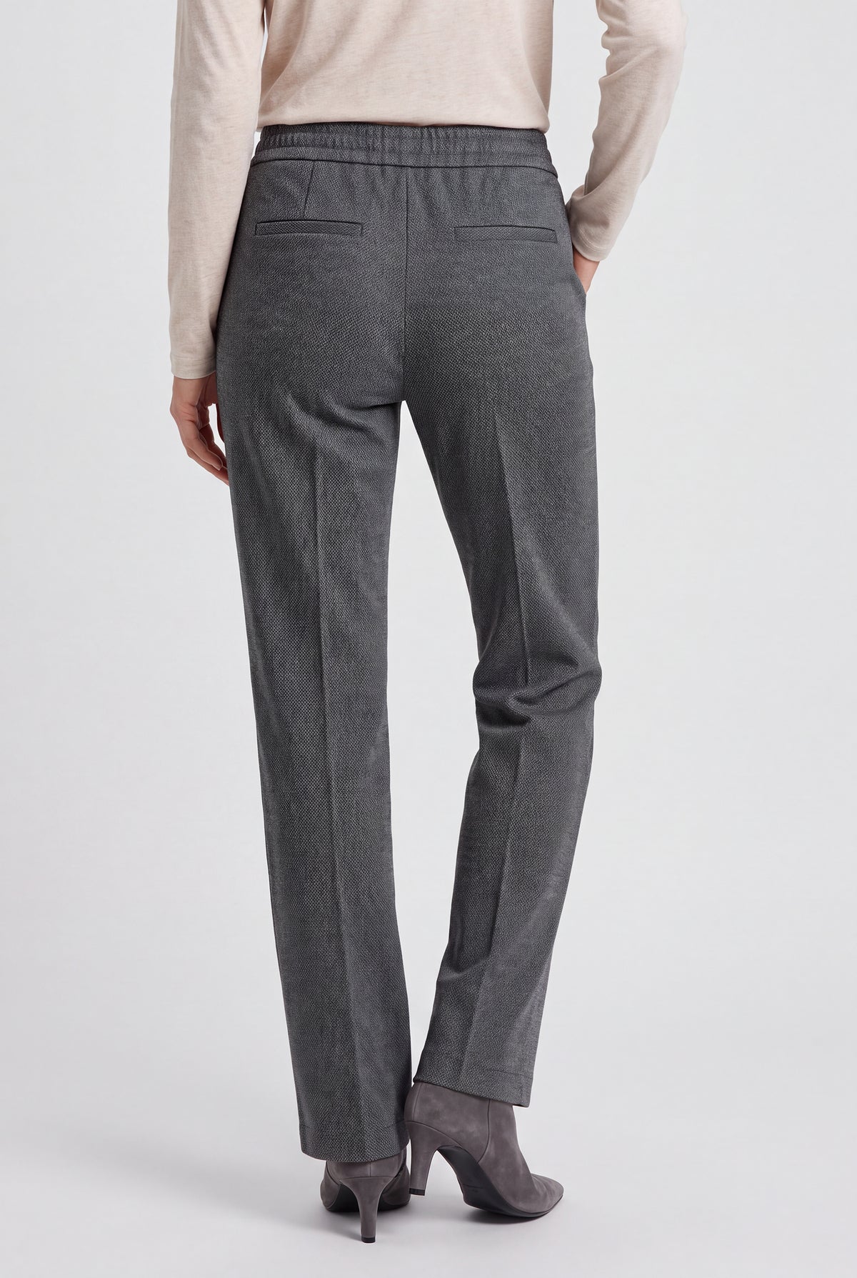 Mid Grey Melange Trousers - 14002569