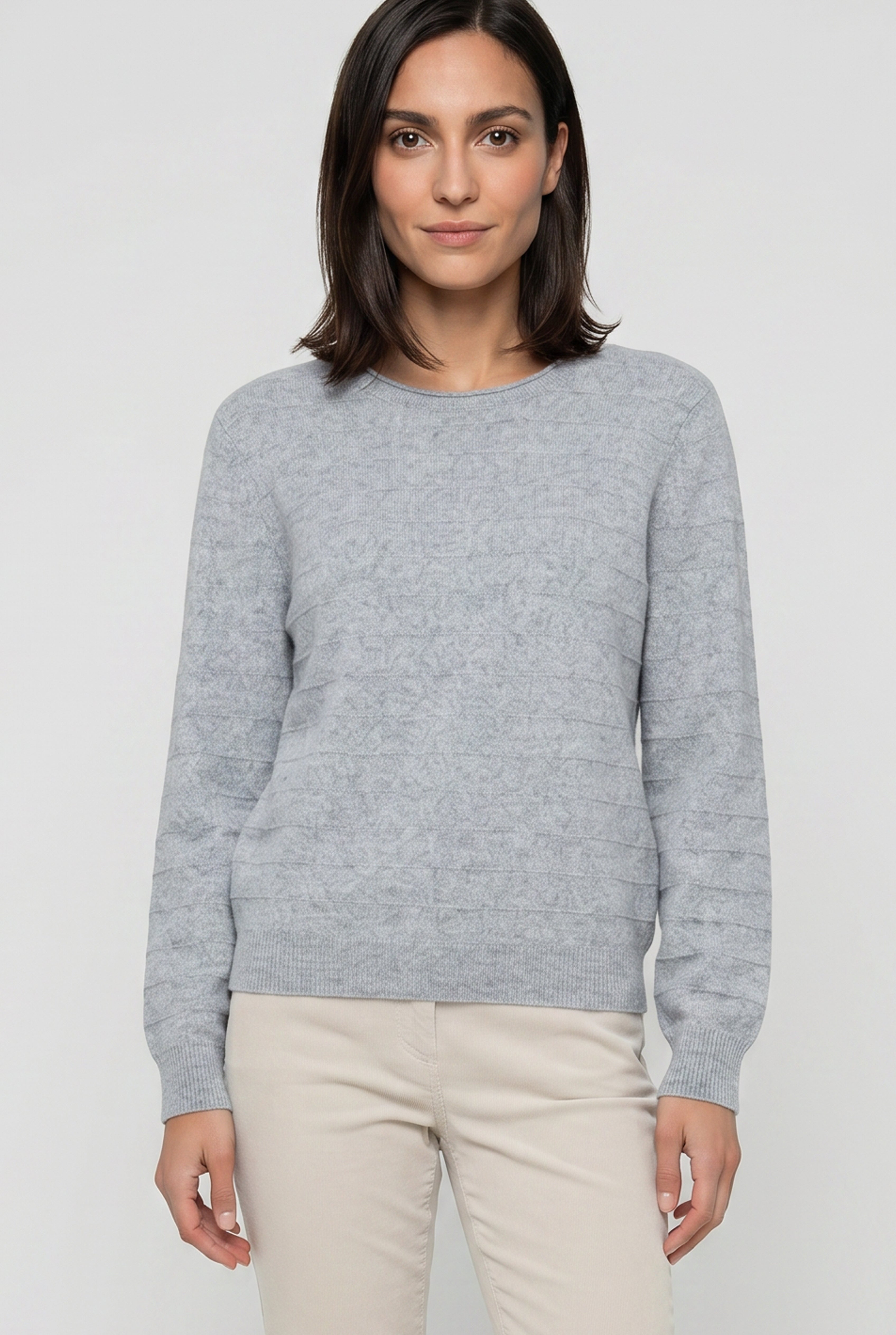 Pearl Grey Melange Pullover - 11000113