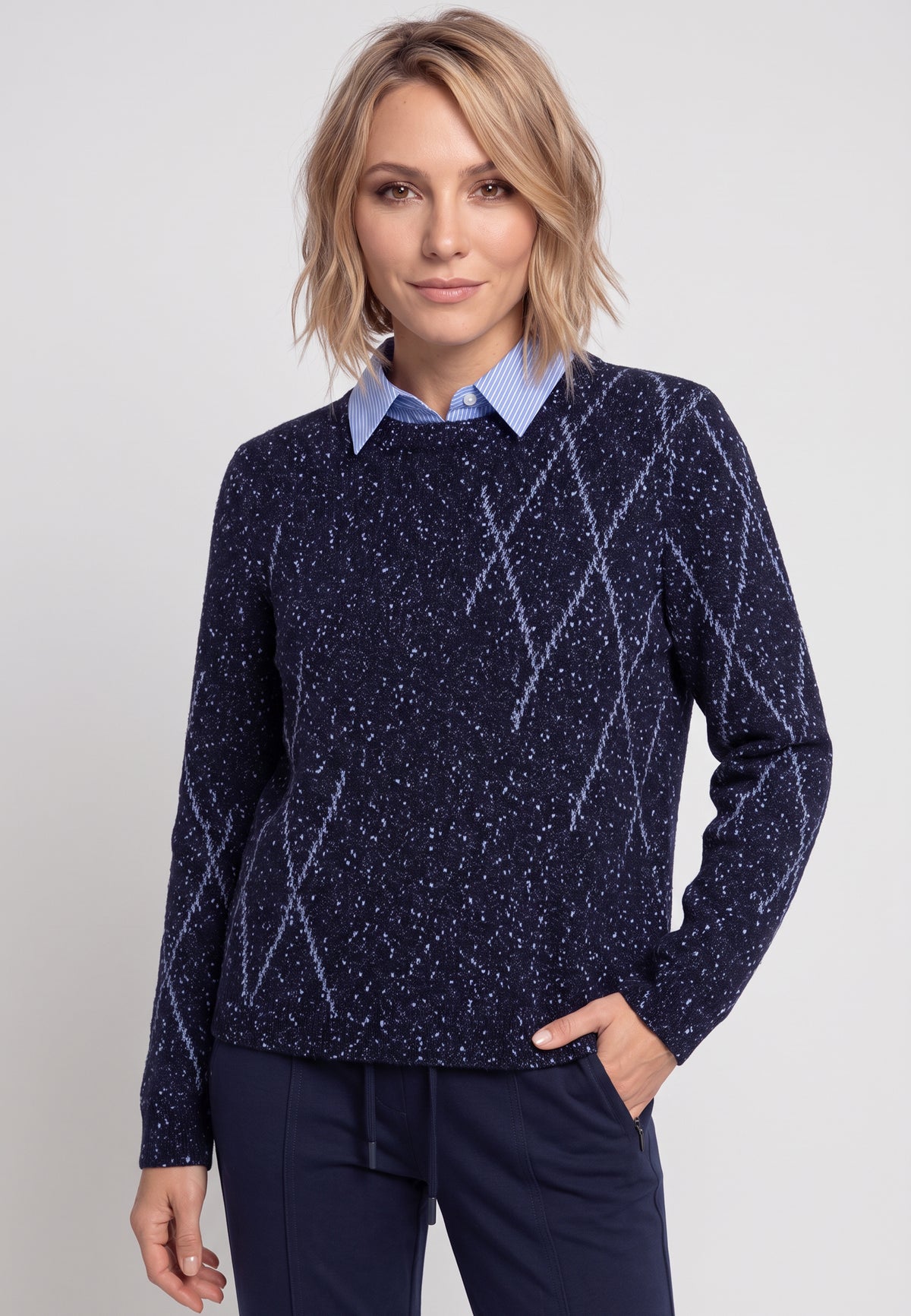 Ink Blue Diamond Design Sweater - 11004948
