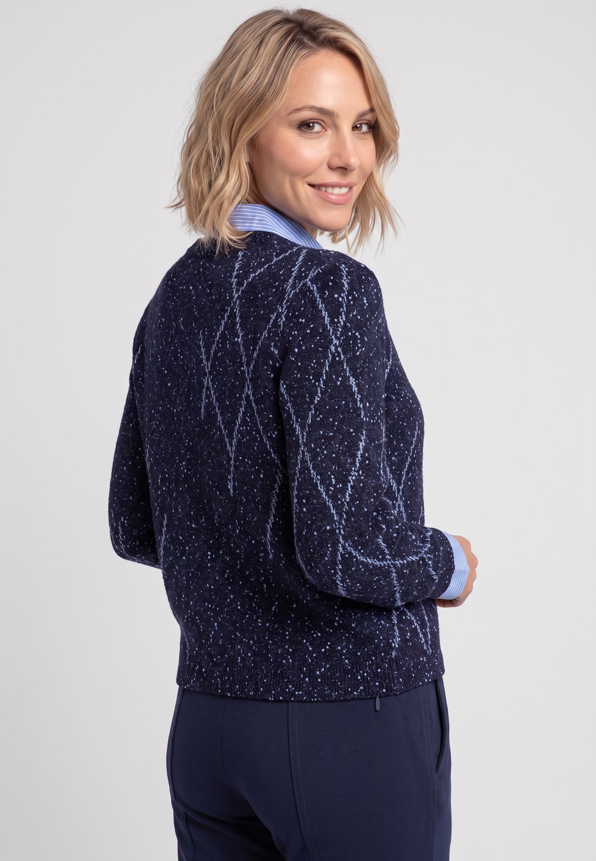 Ink Blue Diamond Design Sweater - 11004948
