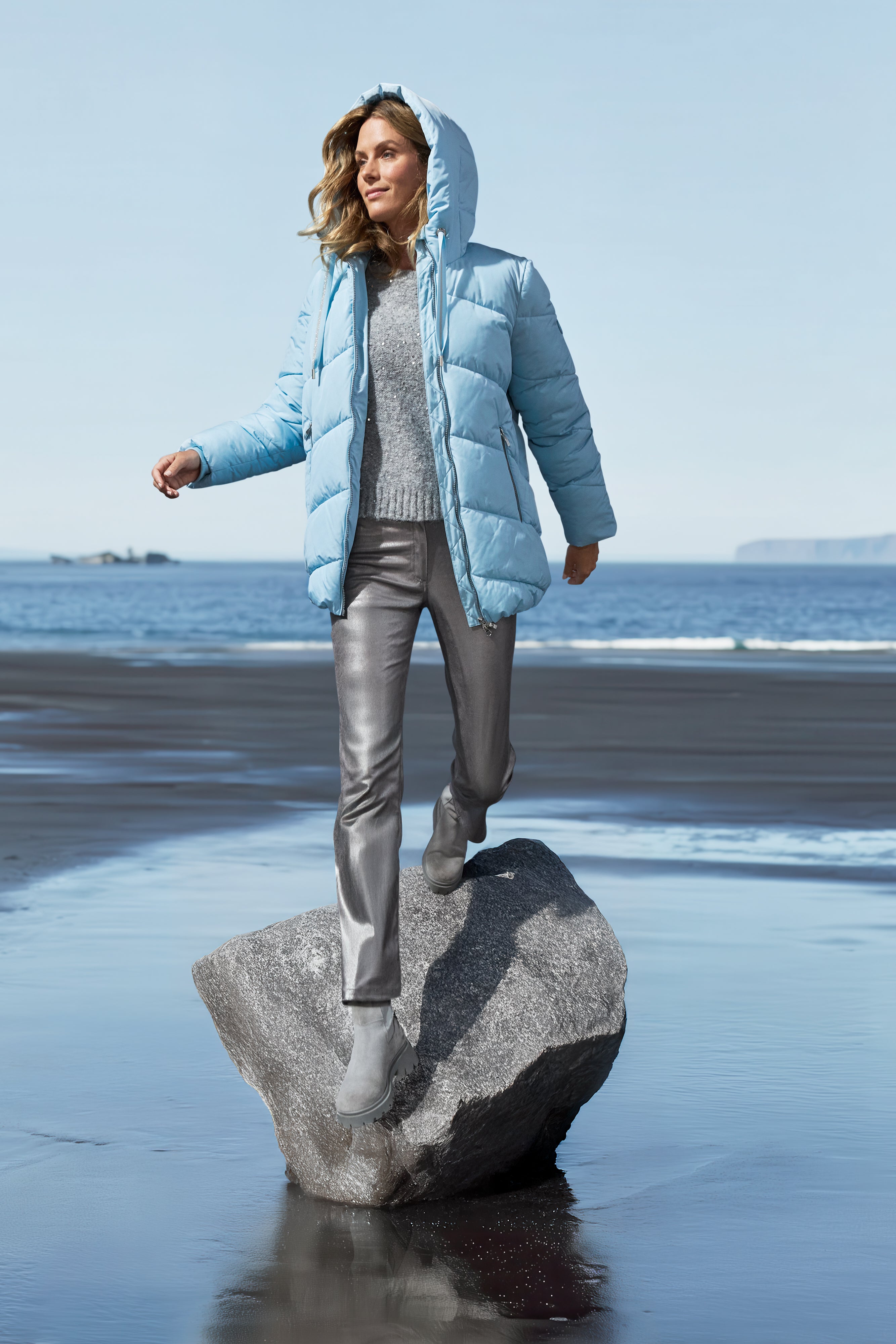 Satin Blue Padded Jacket - 15101435