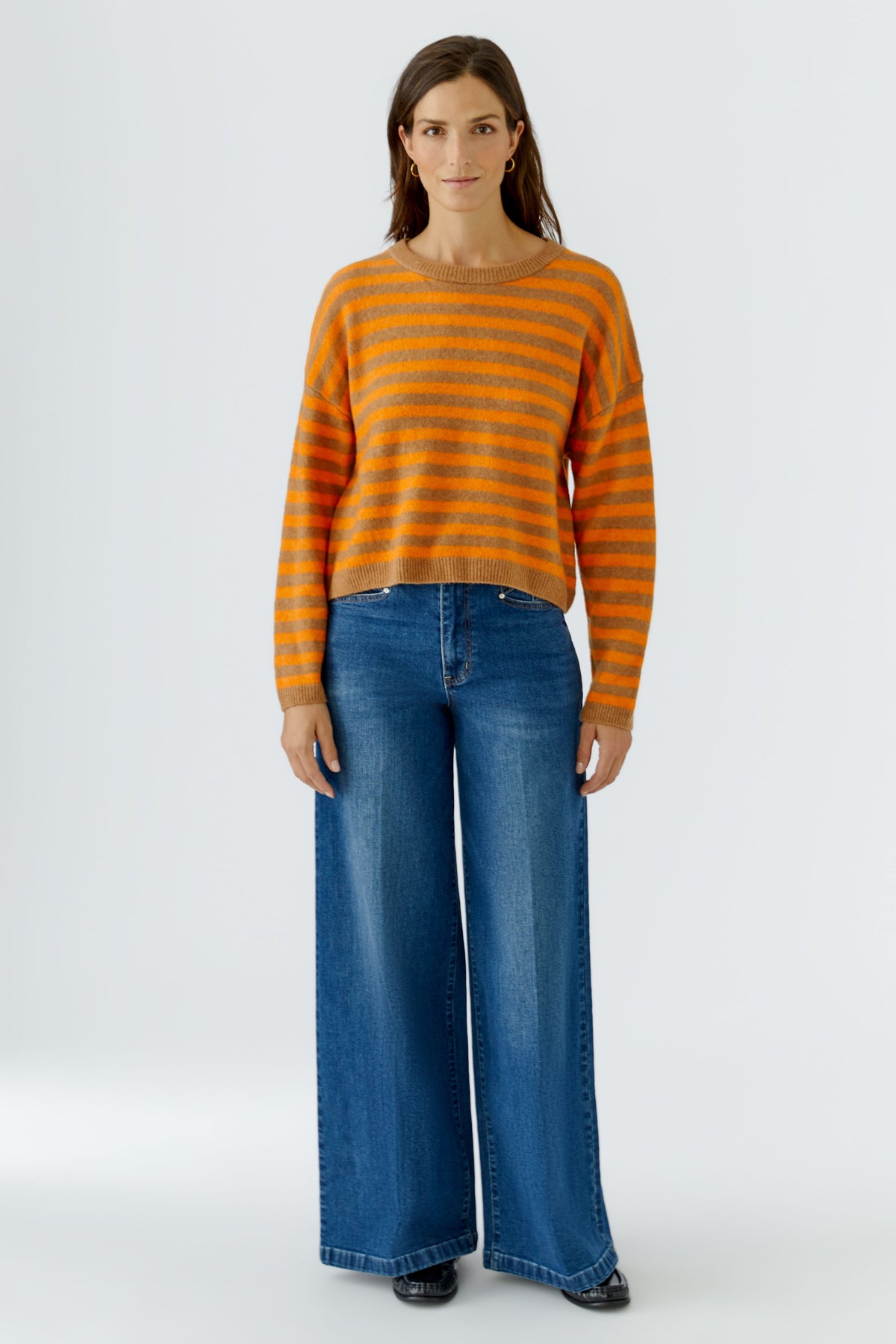 Dark Camel Orange Stripe Sweater - 92275