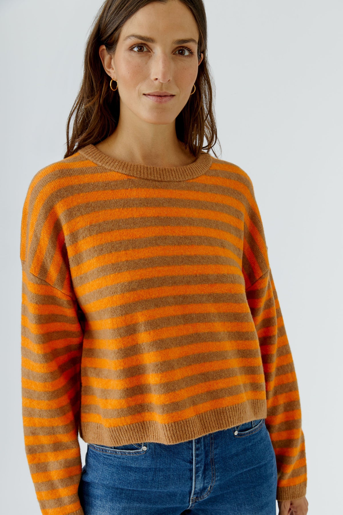Dark Camel Orange Stripe Sweater - 92275
