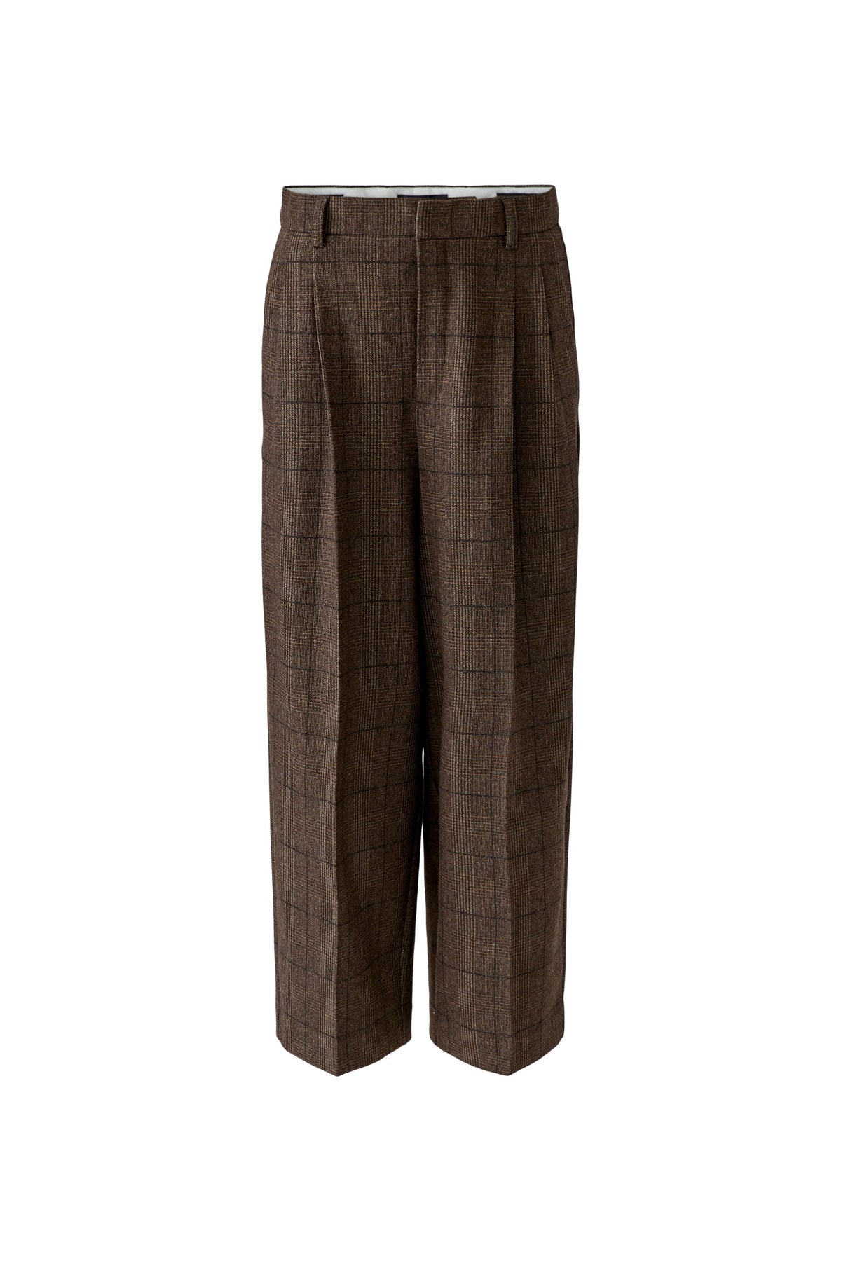 Brown Check Front Pleat Trousers - 100440