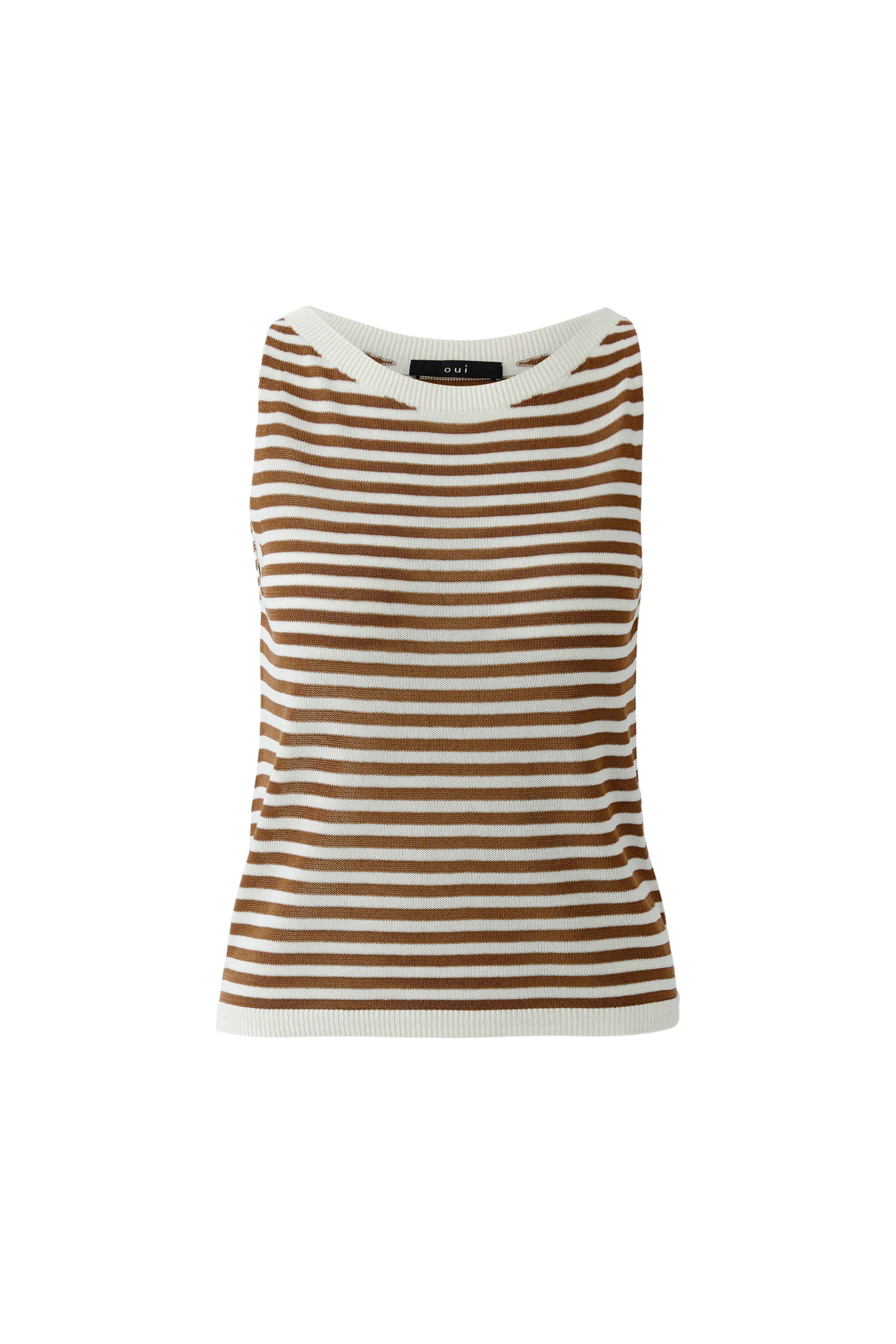 White & Brown Stripe Vest Top - 97280