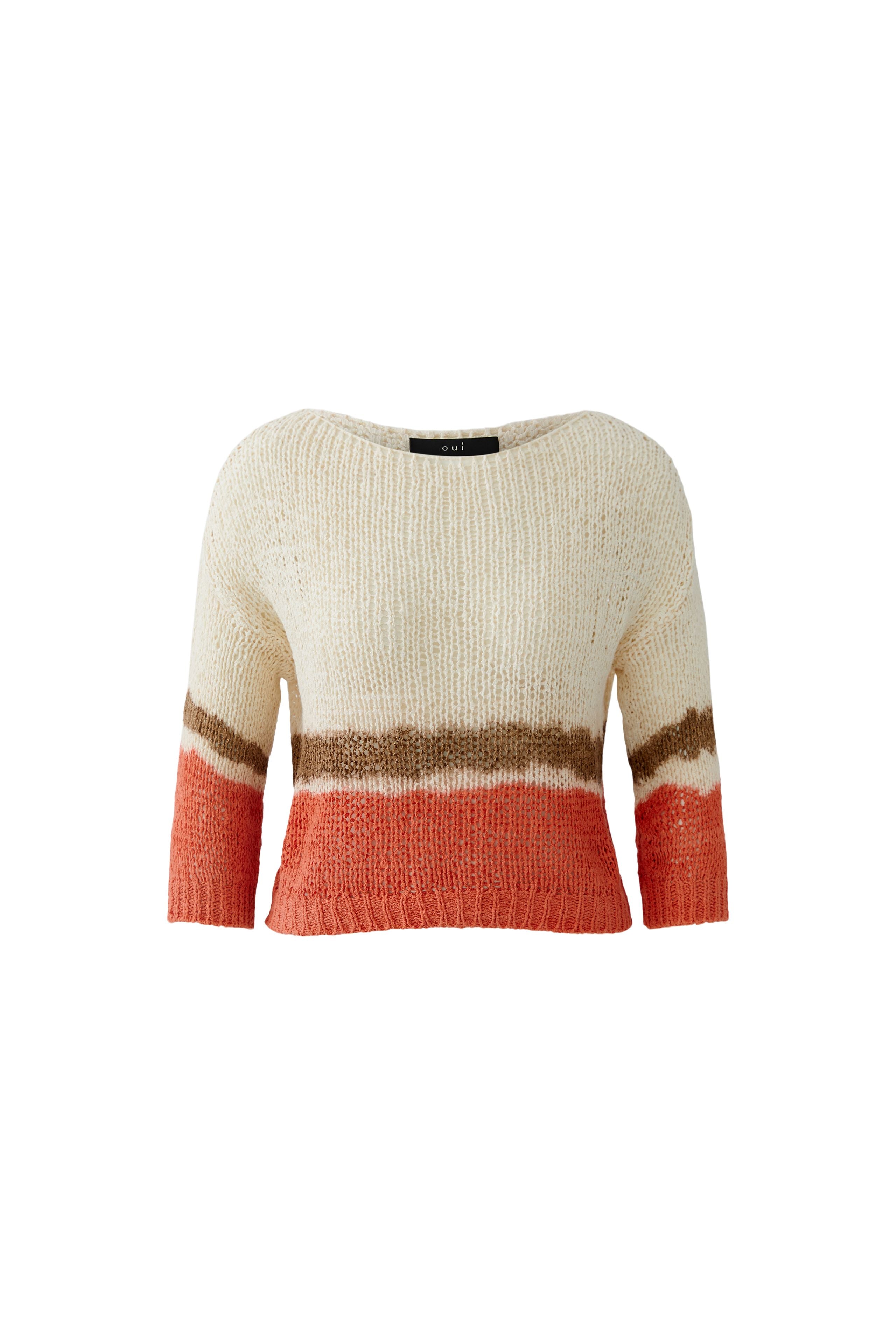Orange & White Block Colour Pullover - 97547
